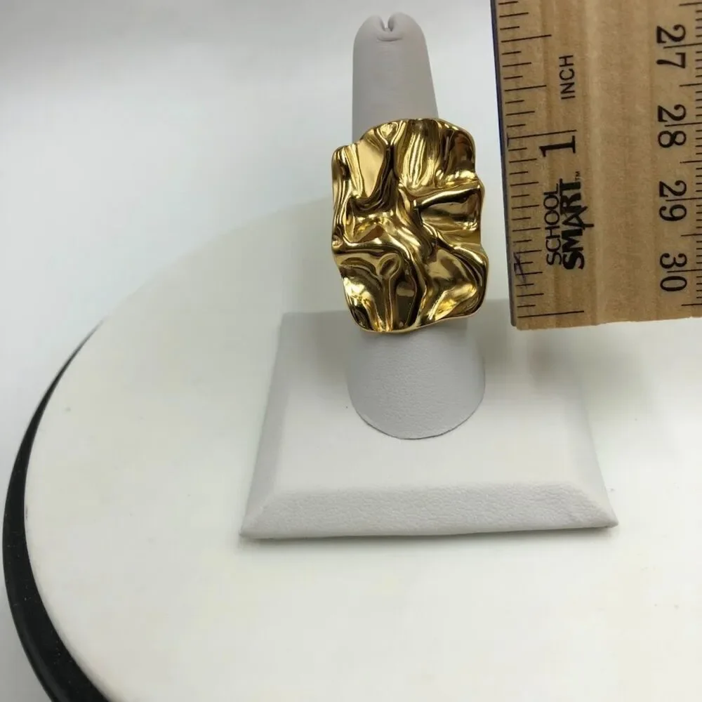 18K Gold Plated Women's Art Inspired Open Back Ring Hypoallergenic Waterproof